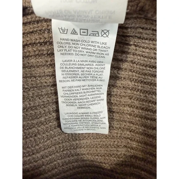 J.Crew Woodsman Ribbed Knit Sweater Men M Leather Shoulder Patches Brown EUC - Picture 5 of 10